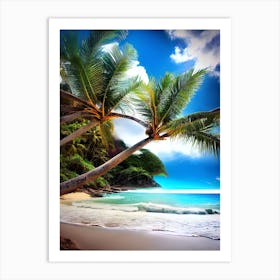 Palm Trees On The Beach Art Print