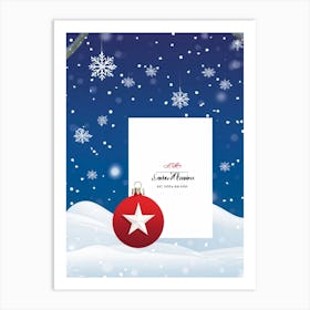 Abstract Winter Themed Illustration Featuring A Small White Ornament Framed By Satin Snowflakes On (7) Art Print