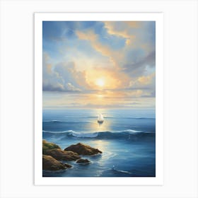 Sailboat At Sunset 3 Art Print