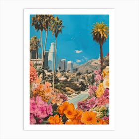 Los Angeles   Floral Retro Collage Style 1 Art Print