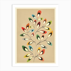 Mid Century Abstract Flowers 03 Art Print