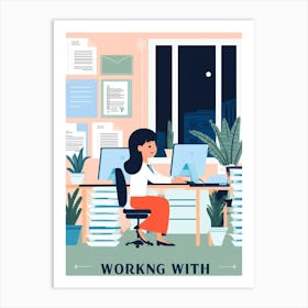 Working With A Laptop Art Print