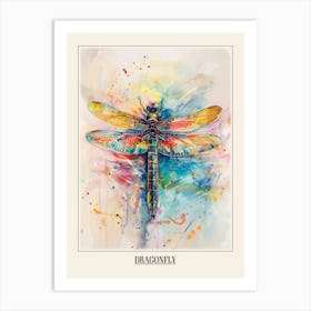 Dragonfly Colourful Watercolour 3 Poster Art Print