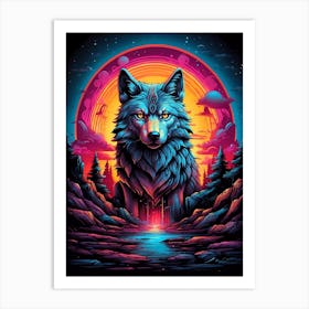 Psychedelic Wolf 3 Art Print