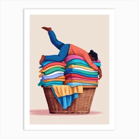 Laundry Basket Illustration Art Print