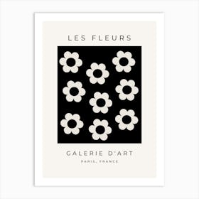 Les Fleurs | 02 - Black And White Flower Abstract Floral Art Print