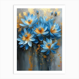 Gold Plated Blue Passiflora Incarnata Flowers Pt. 2 Art Print