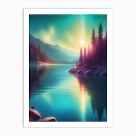 Sunset Over The Lake 8 Art Print