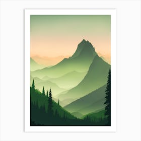 Misty Mountains Vertical Composition In Green Tone 153 Art Print