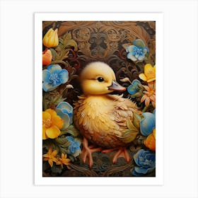 Floral Ornamental Duckling 7 Art Print