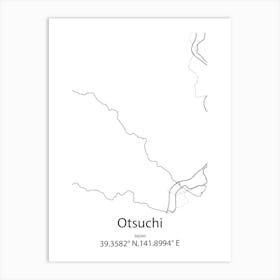 Otsuchi,Japan Minimalist Map Art Print