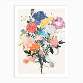 Carnation 4 Collage Flower Bouquet Art Print