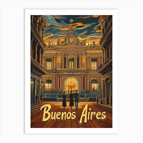 Aihrgdesign A Retro Travel Poster For Buenos Aires Featuring 3 Art Print