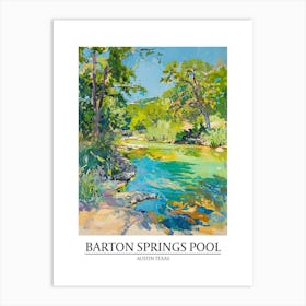 Barton Springs Pool Austin Texas Oil Painting 2 Poster Art Print