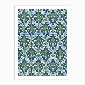 Enhanced Vintage Late Medieval Brocade Pattern Coquette Pastel Garden Art Print