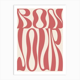 Retro Bonjour - Red Art Print