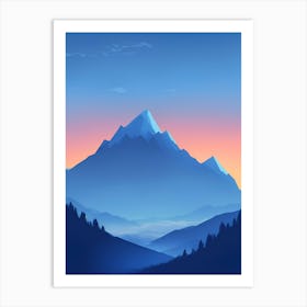 Misty Mountains Vertical Composition In Blue Tone 49 Art Print