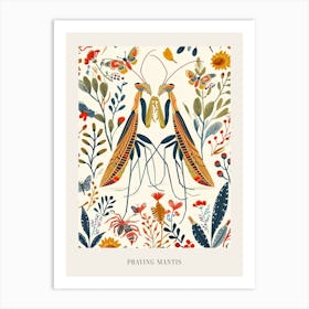 Colourful Insect Illustration Praying Mantis 11 Poster Art Print