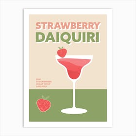 Strawberry Daiquiri Cocktail Green Pink Colourful Wall Art Print