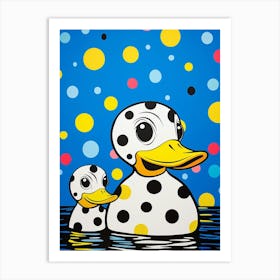 Cartoon Polka Dot Ducks 1 Art Print
