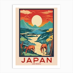 Lake Mashu, Visit Japan Vintage Travel Art 4 Art Print