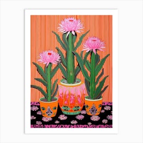 Mexican Style Cactus Illustration Ferocactus Cactus 3 Art Print