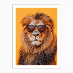 Lion In Sunglasses Generated with AI Art Print