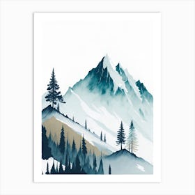 Mountain And Forest In Minimalist Watercolor Vertical Composition 344 Art Print