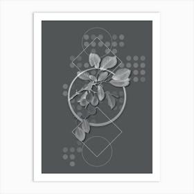 Vintage Cherry Botanical with Line Motif and Dot Pattern in Ghost Gray n.0196 Art Print