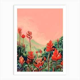 Boho Wildflower Painting Indian Paintbrush 1 Art Print
