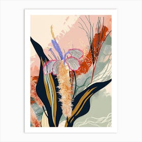 Colourful Flower Illustration Fountain Grass 1 Art Print