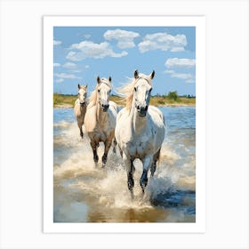 Horses Painting In Camargue, France 2 Art Print
