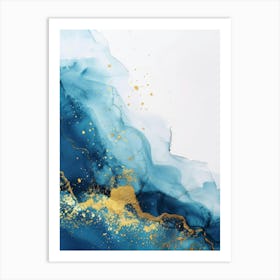 Blue And Gold Abstract Canvas Print Art Print