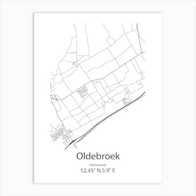 Oldebroek,Netherlands Minimalist Map Art Print