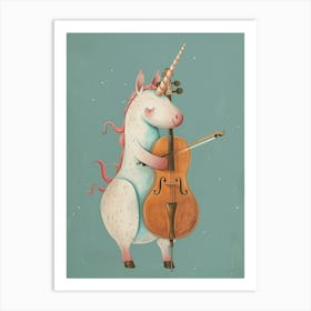 Pastel Unicorn Storybook Style Cello 1 Art Print