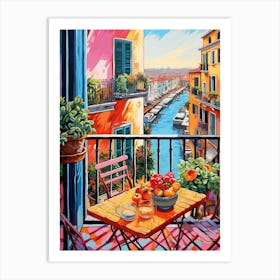 Balcony with Canal View Art Print