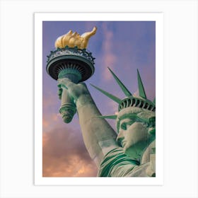 NYC Statue Of Liberty At Sunset Art Print