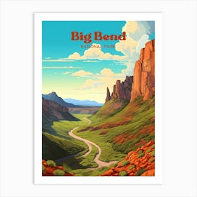 Big Bend National Park Landscape Modern Travel Illustration Art Print