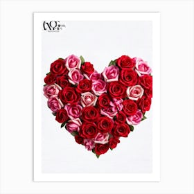 Bouquet Of Red And Pink Roses Arranged To Form A Heart Shape Symbolizing Love Passion And Affecti Art Print