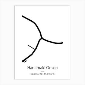 Hanamaki Onsen,Japan Minimalist Map Art Print