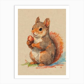 Squirrel Eating Acorn Art Print