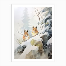 Winter Watercolour Pika 5 Art Print