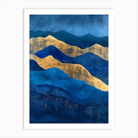 Blue Gold Mountains Art Print