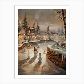 Snowmen On The Ice Art Print