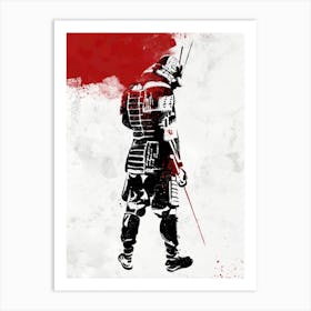 Warrior Samurai White Art Print