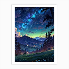 Night Sky Anime aesthetic 54 Art Print