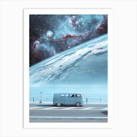 Space Pastel Blue Van Art Print