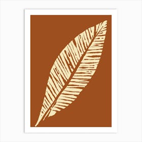 Leaf On A Brown Background Art Print