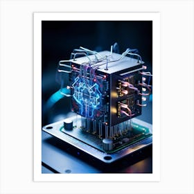 A Futuristic Ai Chip Represented By A Cybernetic Brain Pulsing With Life Adorned With Glowing Circu (2) Art Print