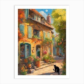 Cat Walks Down The Street Art Print